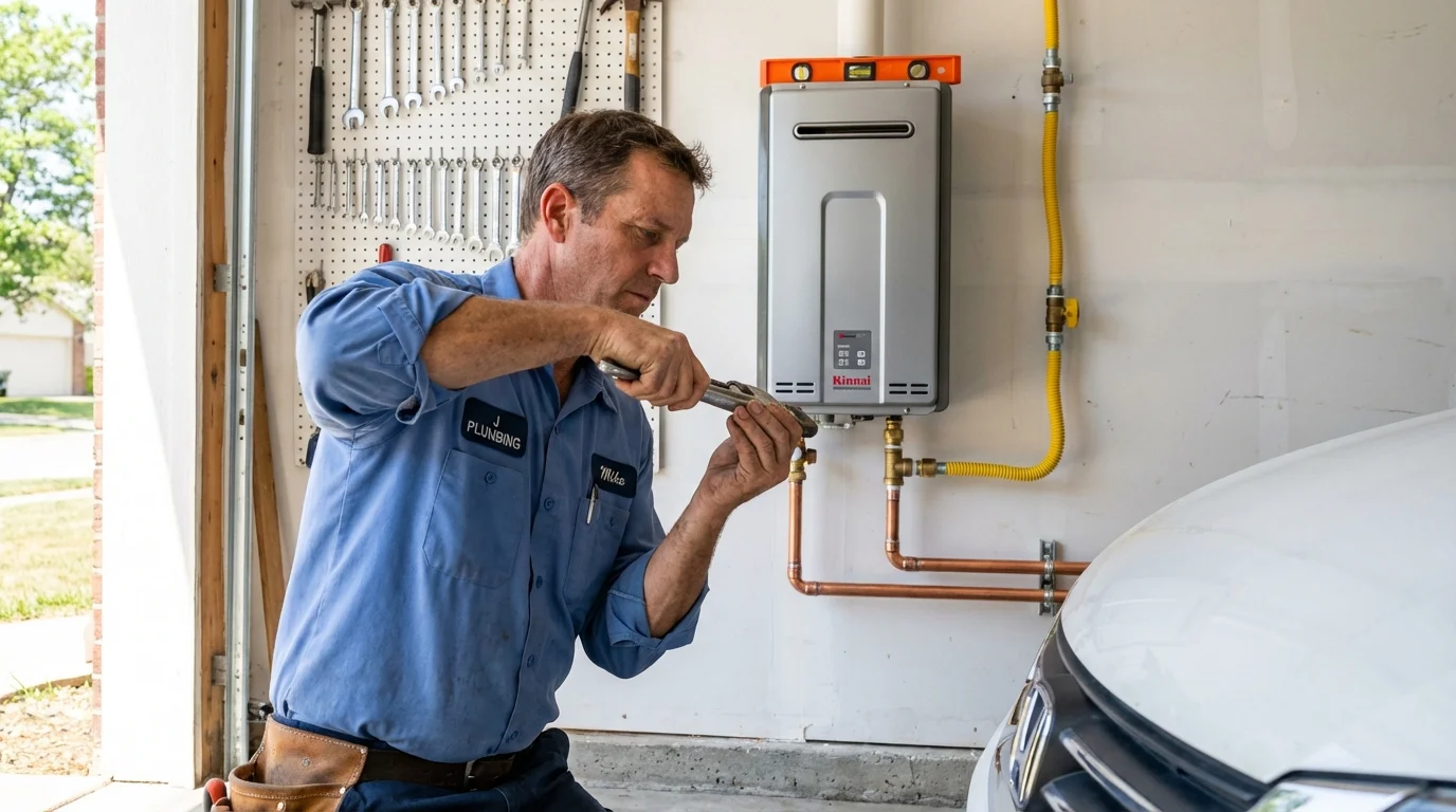 Tankless water heater installation by a Johns Plumbing LLC plumber in Akron